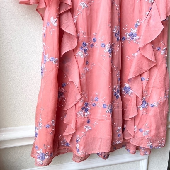 NWT LA MAISON TALULAH Sonder coral floral long sleeve ruffle midi dress Sz M - Picture 5 of 16